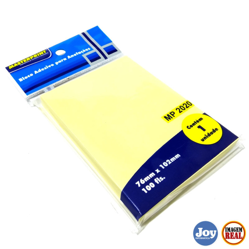 Bloco Post It X Mm Amarelo Fls Masterprint