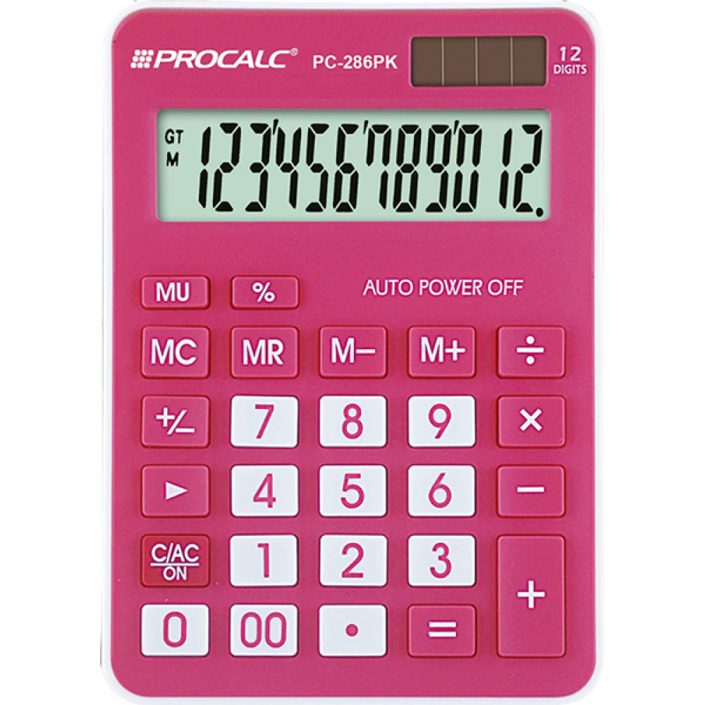 Calculadora 12 Dígitos Rosa PC286PK Procalc Canoas RS