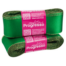 Fita Cetim Ourola Dourada N° 9 38mm Verde Bandeira 10 metros Progresso