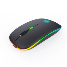 Mouse Ergonômico Recarregável RGB Prata Sem Fio E-1300 iMice