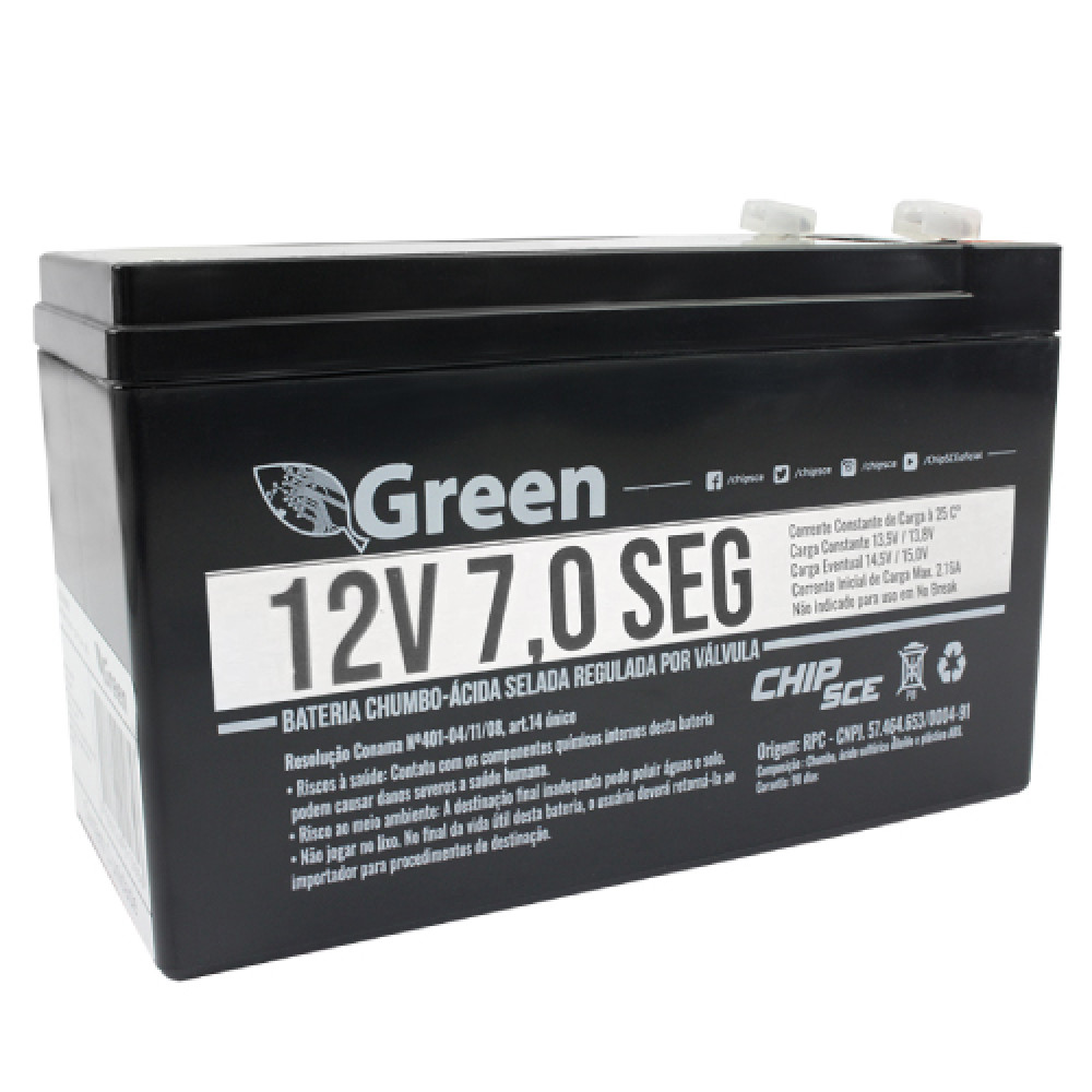 Bateria Selada 12V 7A Seg Chumbo Green Canoas RS