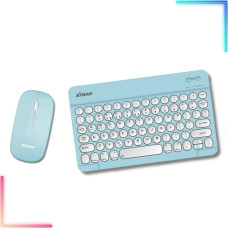 Teclado e Mouse Bluetooth Ultra Fino Slim Azul Hk8880 Xtrad