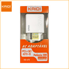 Carregador Usb e Usb-C 20W Kd-670 Kaidi