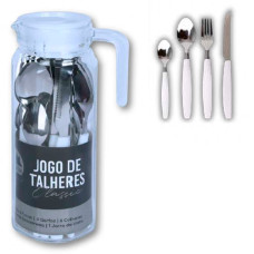 Jogo De Talheres Inox Branco Com 25 Peças Com Jarra De Vidro Lt23227 Todo Dia