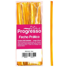 Fecho Prático Dourado 4mmx10cm 100 unidades Progresso