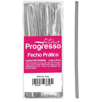 Fecho Prático Prata 4mmx10cm 100 unidades Progresso