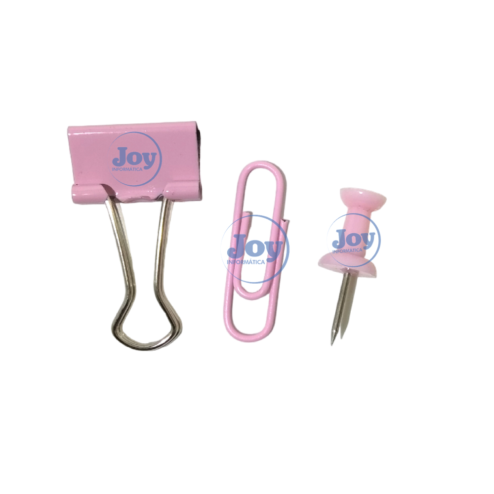 Kit Escritório Pequeno Rosa Clips Prendedor E Alfinete Vmp Canoas Rs 1648