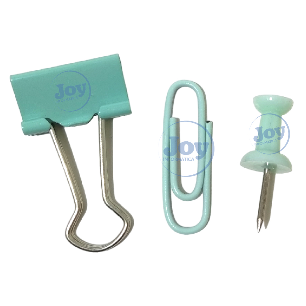 Kit Escritório Pequeno Verde Claro Clips Prendedor E Alfinete Vmp Canoas Rs 3143