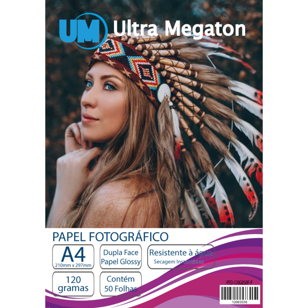 Papel Fotográfico Glossy Dupla Face A4 120g 50 Folhas Ultra Megaton Canoas Rs 4494